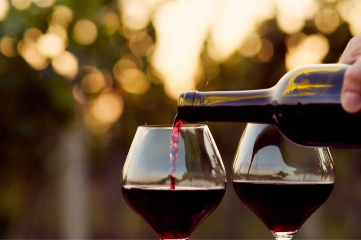 versare il vino nei bicchieri